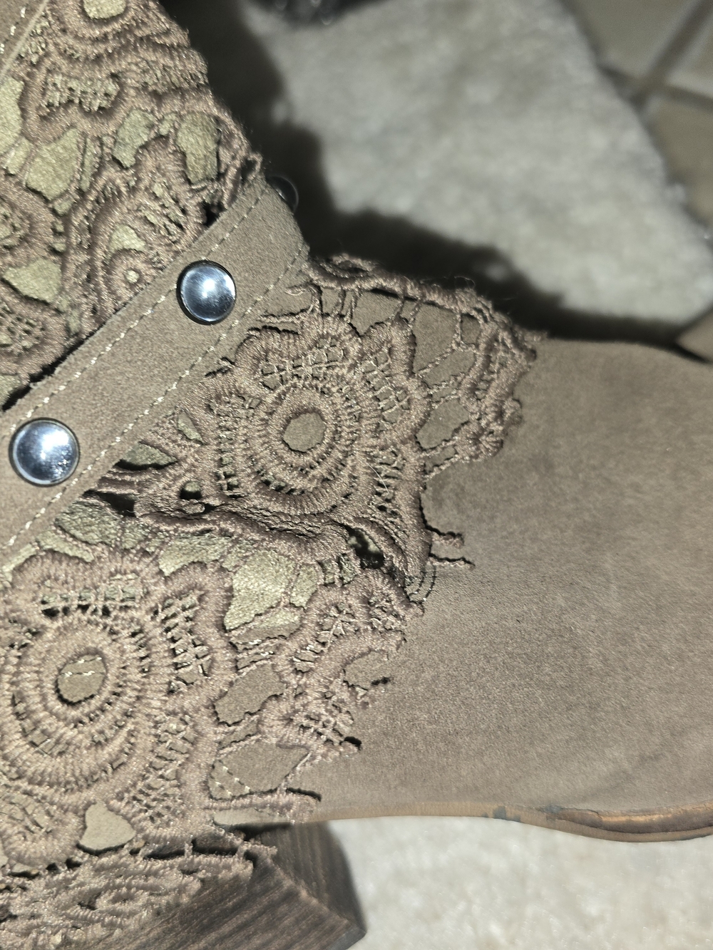 naughty monkey Taupe Lace-Detail Ankle Booties